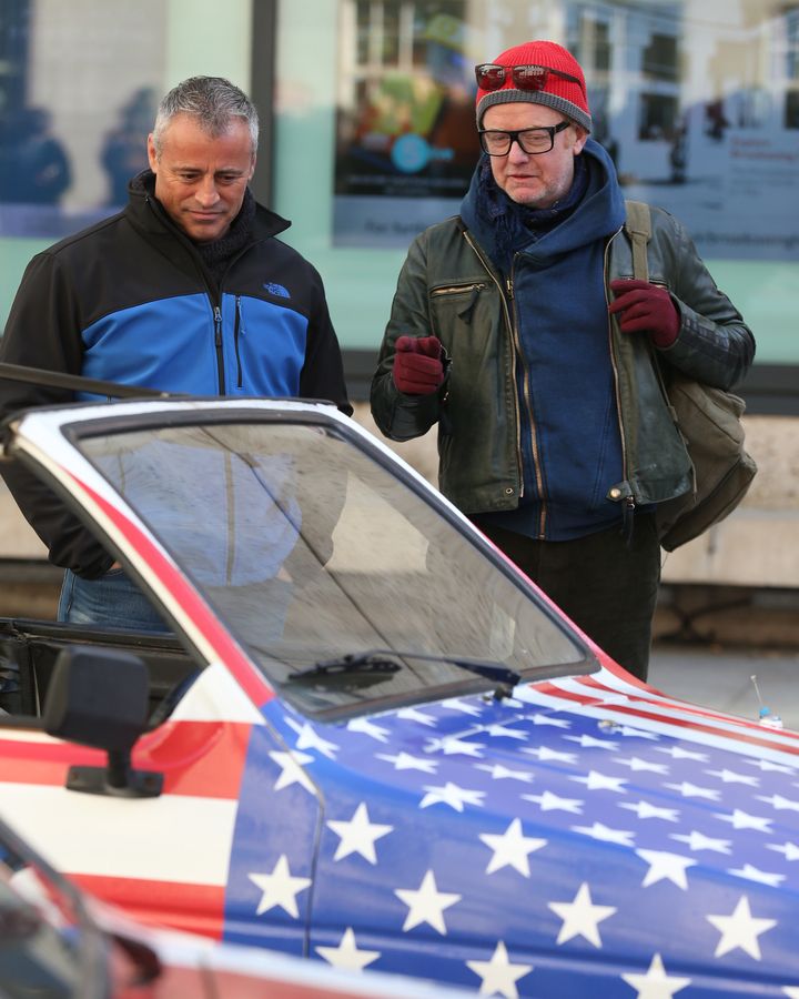 Chris Evans and Matt LeBlanc on the set of 'Top Gear'