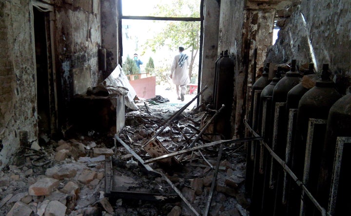 The Kunduz hospital shown here was operated by Medecins Sans Frontieres and destroyed in an air strike.