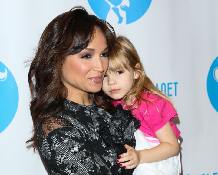 Actress Mayte Garcia attends the Single Mom's Awards with her daughter.