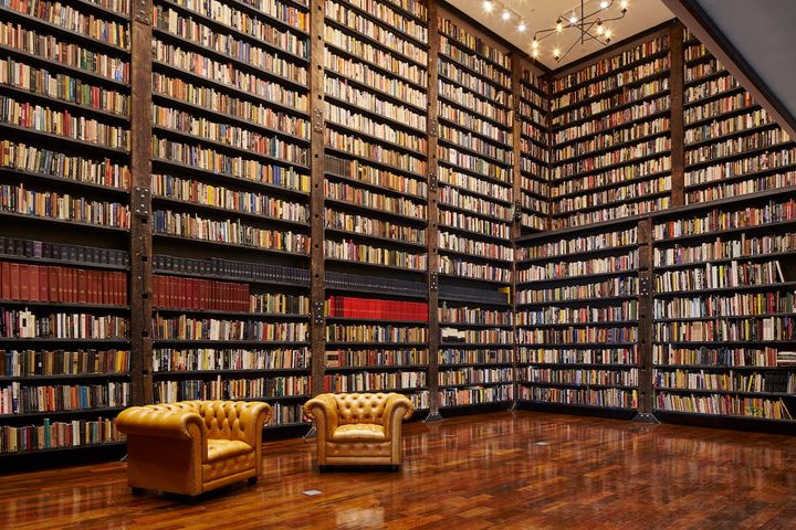 The interior of artist Theaster Gates' Stony Island Arts Bank in Chicago. The cultural center's library hosts a variety of arts and local collections. 