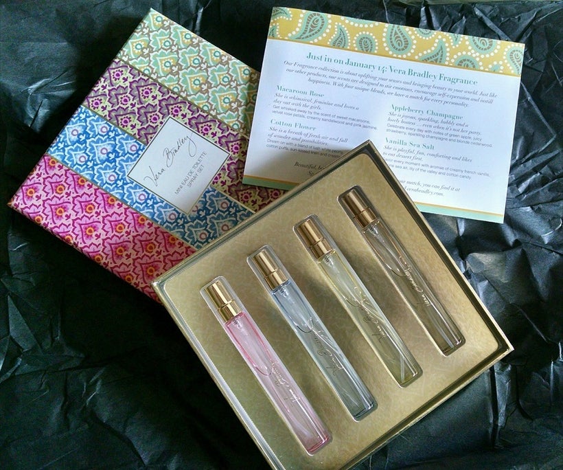 Vera Bradley Mini Eau de Toilette Spray Set comes with four mini eau de <br>toilette sprays (10 mL each).