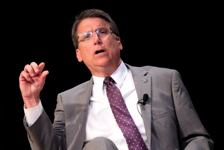 North Carolina Gov. Pat McCrory (R) says he "wholeheartedly" opposes discrimination, which means he must think there's another word for forcing transgender women to pee in the same bathroom as him.