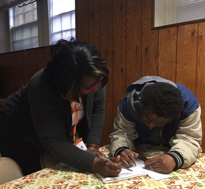 Karen Fountain, an organizer with New Virginia Majority in Richmond, helps people with past felony convictions who have finished their parole or probation register to vote.