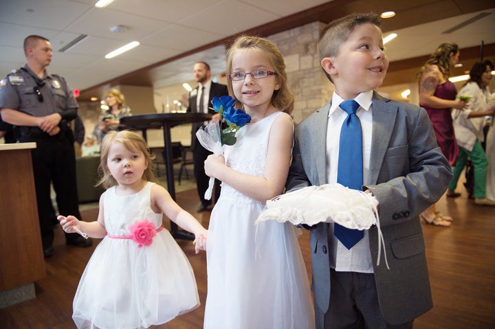 Schafer and Thomas' children from previous relationships were involved in the wedding as flower girls and ring bearers.