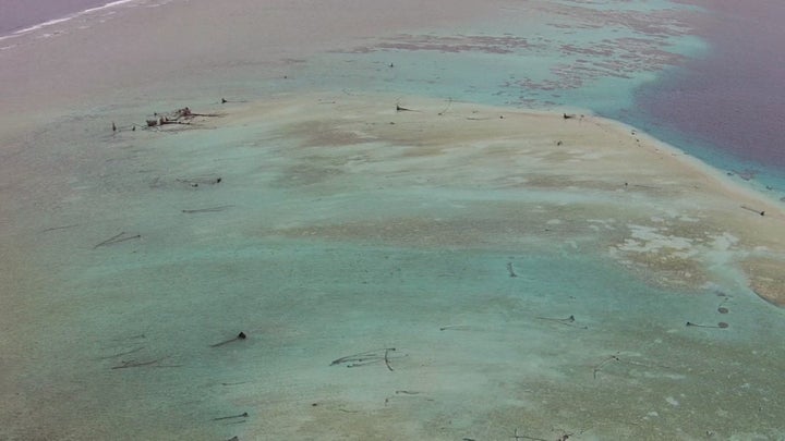 The remains of one of six submerged Solomon Islands.