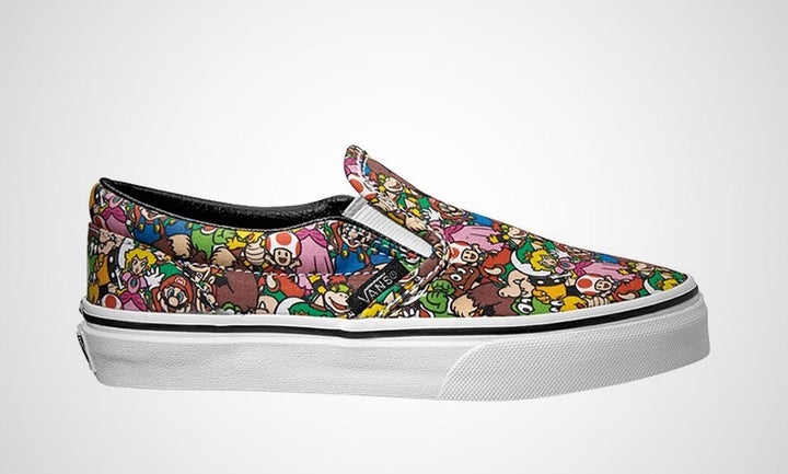 All sorts of Mario characters decorate these slip-ons.