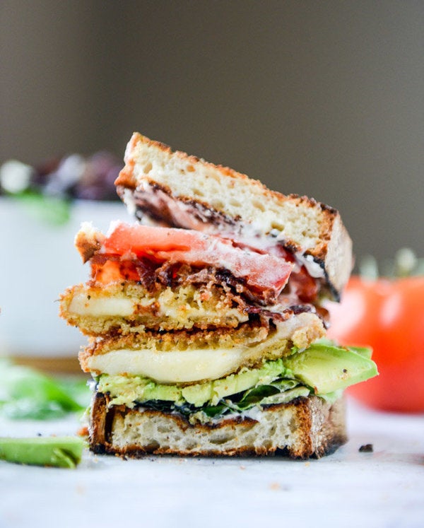 Get the Crispy Smoked Provolone BLATs recipe from How Sweet It Is