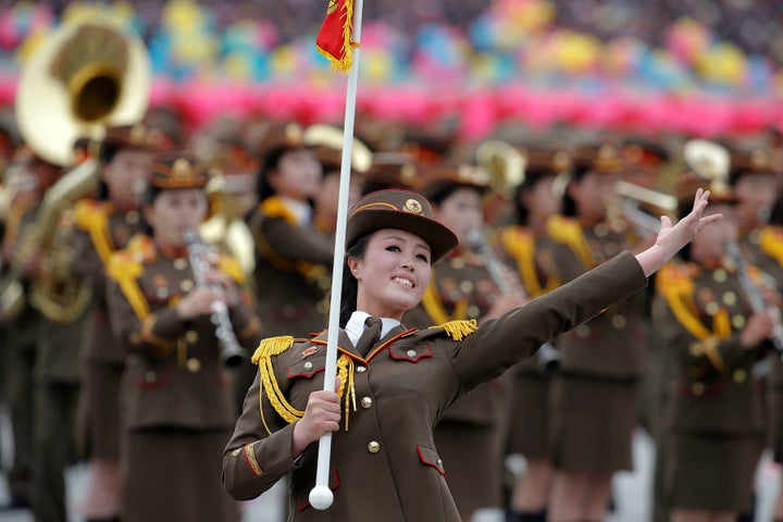 Musicians perform at the mass rally in the capital.