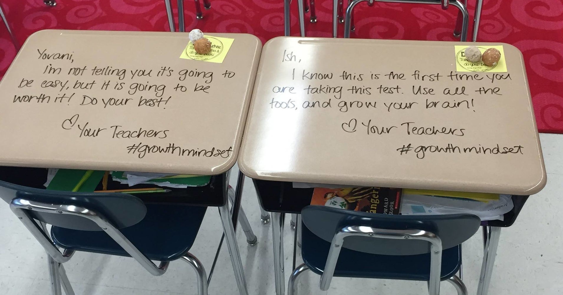 Teacher Writes Uplifting Notes On Students' Desks To Boost 