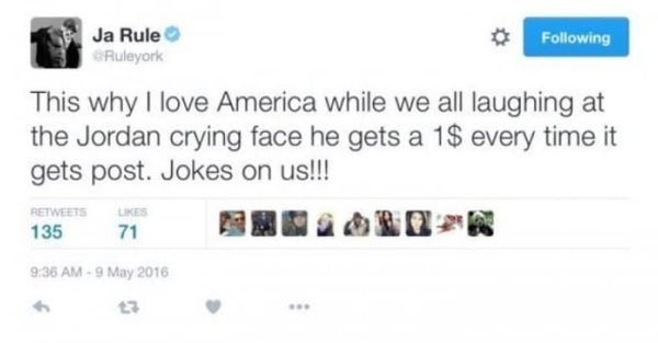 Ja Rule deleted the tweet, but the Internet knows how to screenshot.