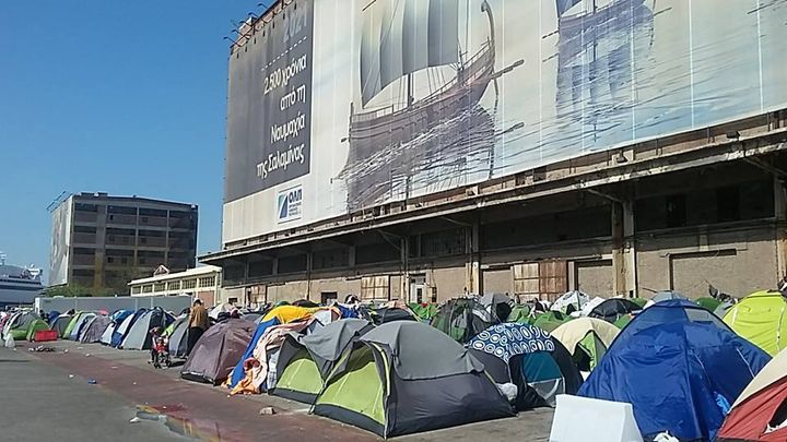Just a few of the tents in the E2 camp at the Port of Piraeus where thousands of refugees have been living since the European borders closed.