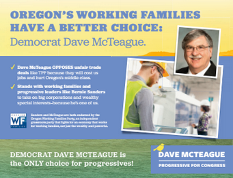 A section of one of the mailers the Working Families Party is sending to voters in Oregon's 5th District on McTeague's behalf.