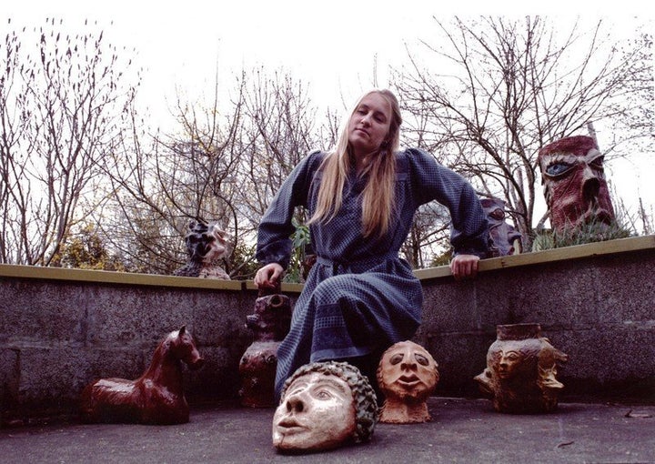 Oregon artist Betsy Soule is seen with some of her artwork back in the 1970s.