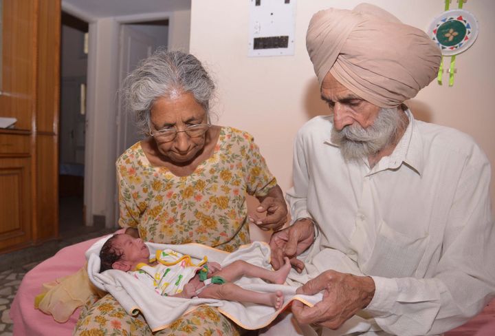Daljinder Kaur and her partner Mohinder Singh Gill with their newborn son Arman