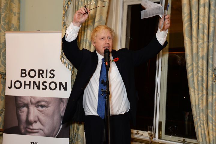 Boris Johnson speaks at the launch of his new book 'The Churchill Factor: How One Man Made History' in 2014