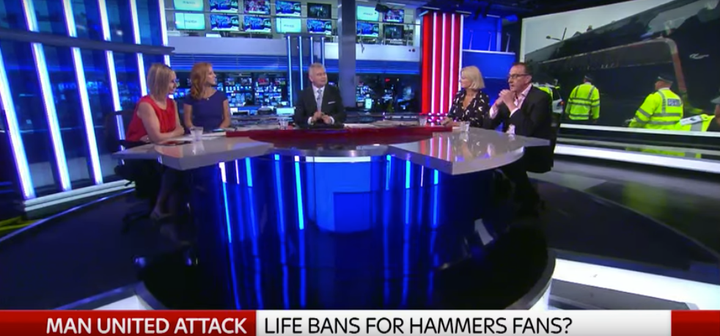 <strong>The moment Eamonn Holmes discusses the West Ham fan trouble and mentions Hillsborough on Sky News this morning.</strong>