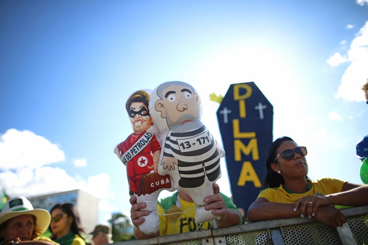 Brazilians rallied for the impeachment of President Dilma Rousseff after her mentor and predecessor Luiz Inácio da Silva was implicated in a corruption scandal.