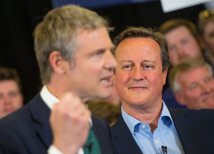 David Cameron looks on at Zac Goldsmith's final rally