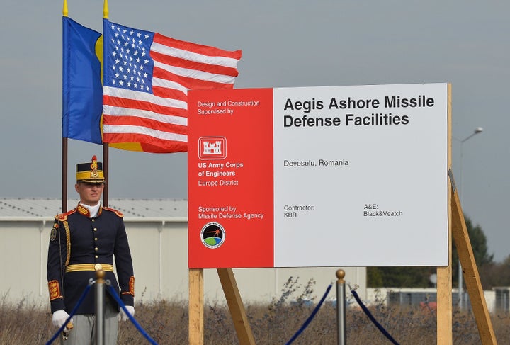 A Romanian soldier guards the remote Deveselu air base in Romania, site of the U.S. missile shield.