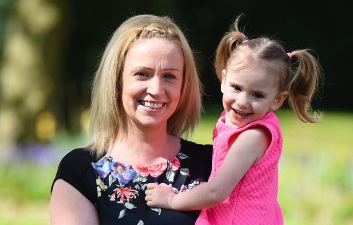 Chloe Clare, now three, contracted a virus from a cold sore at just five days old