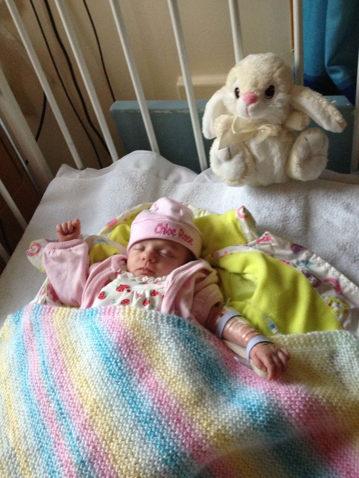Chloe Clare in hospital recovering from the virus