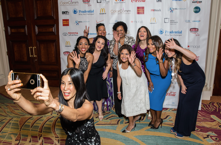 Lisa Ling takes a selfie with guests at the 2015 ColorComm conference. 