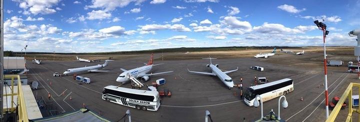 Suncor's airport, which is 75 miles northeast of Fort McMurray.