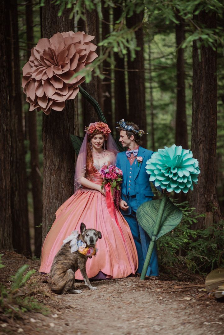 Melissa Castaneda and Benjamin Turner's Mendocino Woodlands wedding was like a mini forest festival. 