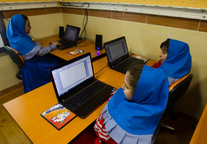 Unlike these children at a special preschool in Tehran, many girls in the Middle East miss out on educational opportunit