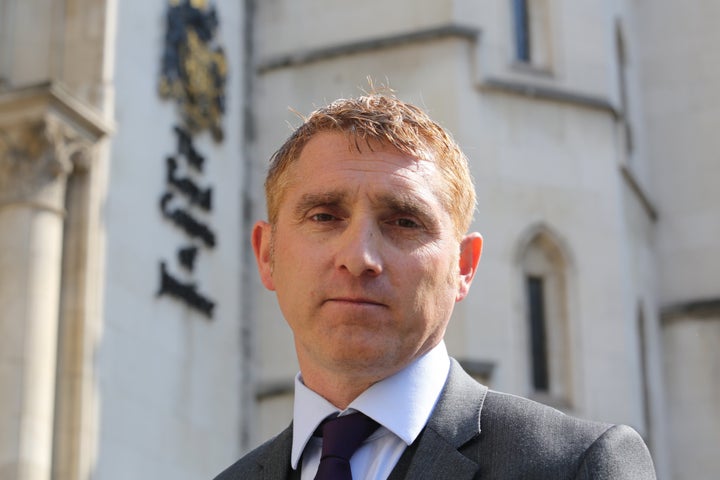 Jon Platt is pictured outside the High Court where he will hear the judgement on taking his children out of school during term time. May 13 2016