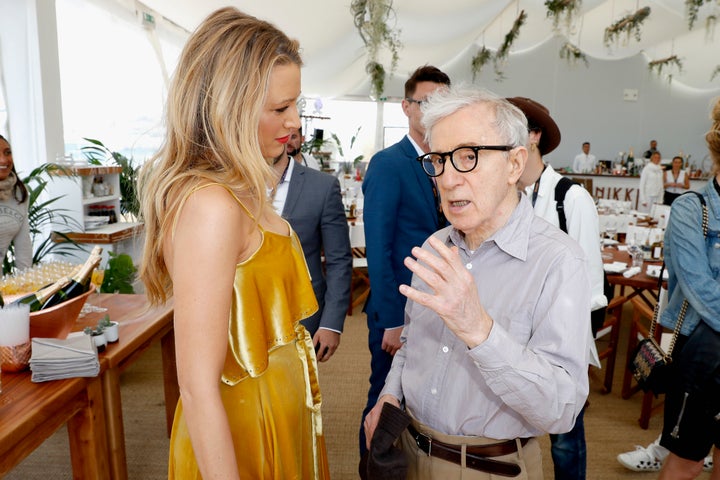 Always working... Woody Allen in Cannes with his leading lady Blake Lively