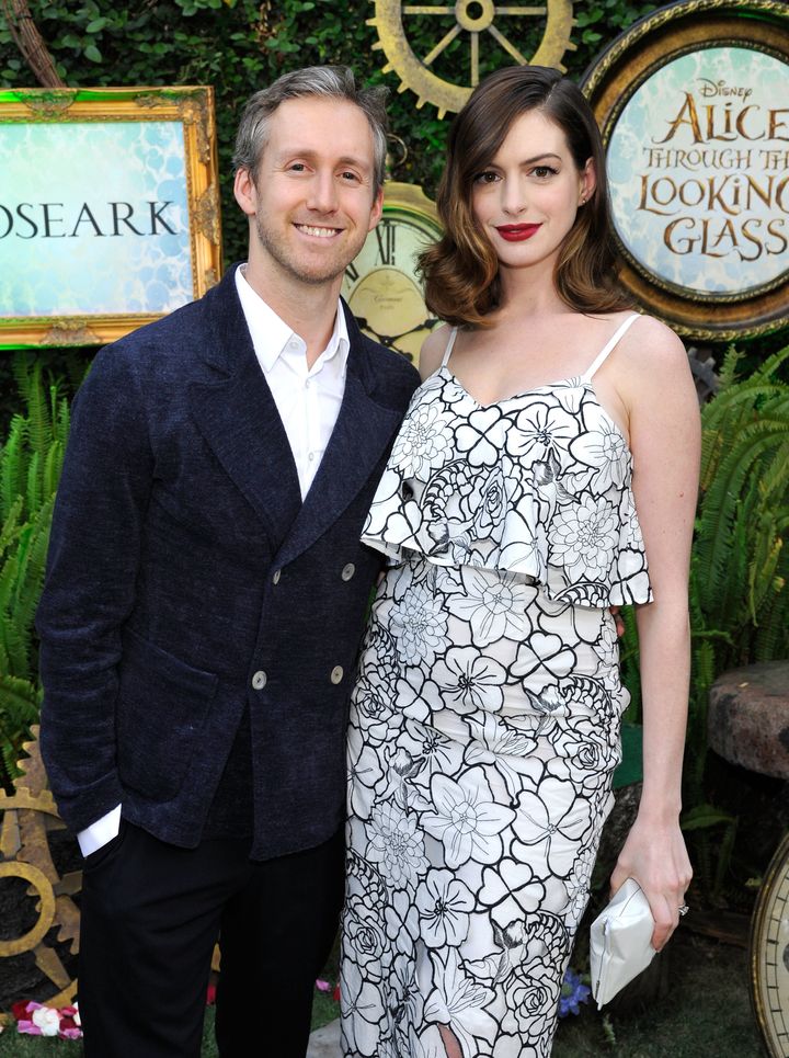 Anne Hathaway and Adam Shulman attend Disney's "Alice Through the Looking Glass" event.