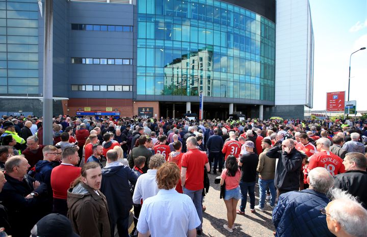 Fan outside the ground after the evacuation