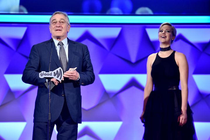 Robert De Niro and Jennifer Lawrence at the 27th Annual GLAAD Media Awards hosted by Ketel One.