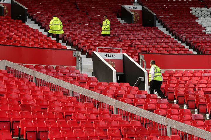 Security checks are made following a security alert and subsequent match abandonment at Old Trafford on May 15, 2016.