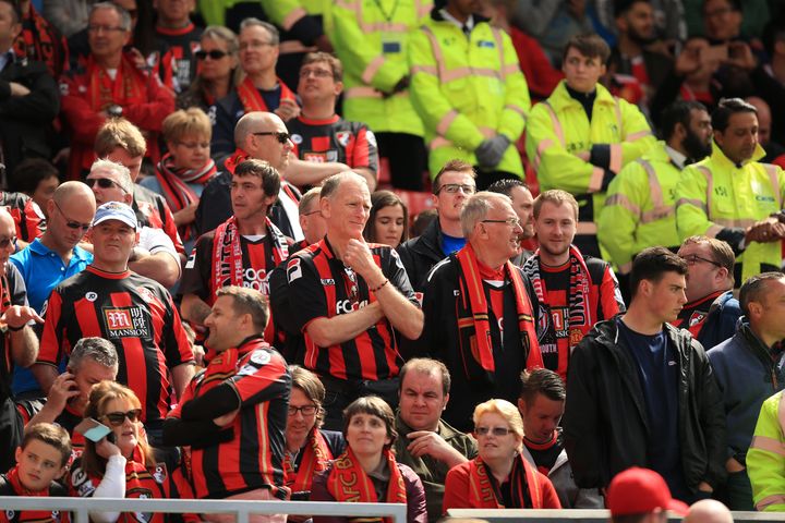 Bournemouth supporters in the stands following a security announcement
