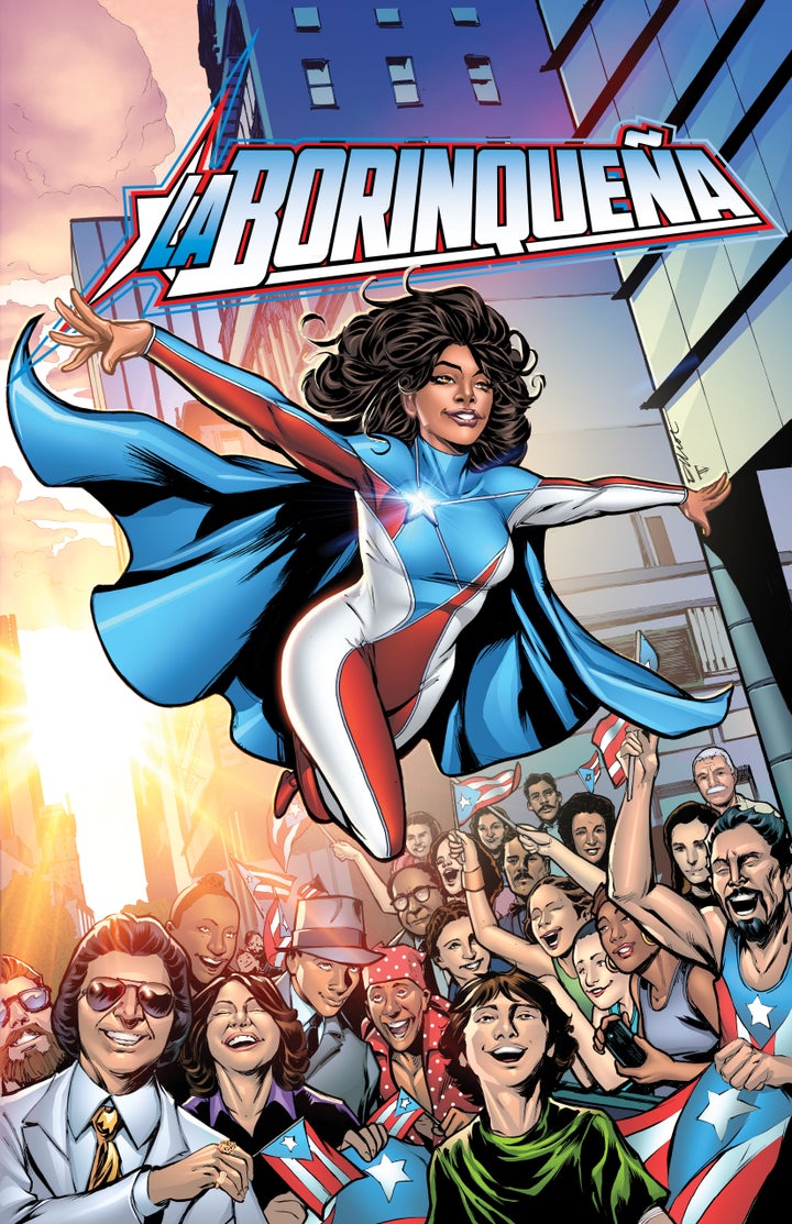 The cover art for the comic book, due out this fall, features La Borinqueña soaring above fellow Puerto Ricans Sonia Sotomayor, Arturo Schomburg, Lolita Lebron, Felicita Mendez, Hector Lavoe, among others. 