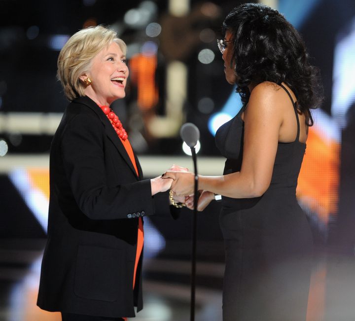 Beverly Bond, founder of Black Girls Rock! joins Hillary Clinton onstage at April's BGR! event.