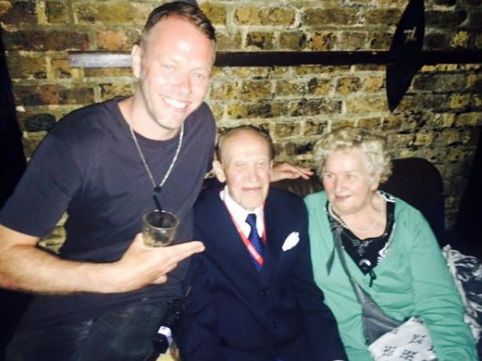 DJ Jacob Husley pictured with the couple, who are in their 80s, at Fabric nightclub on Sunday