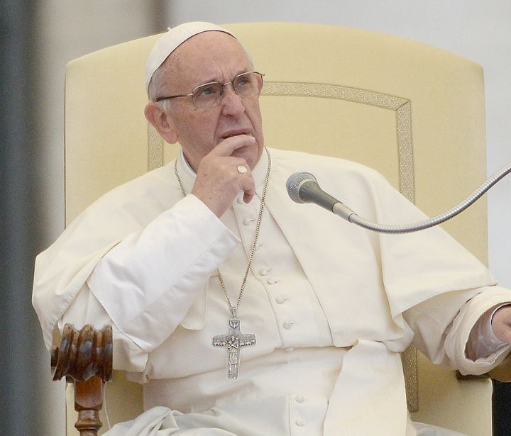 Pope Francis participates in a general audience at the Vatican on May 14.