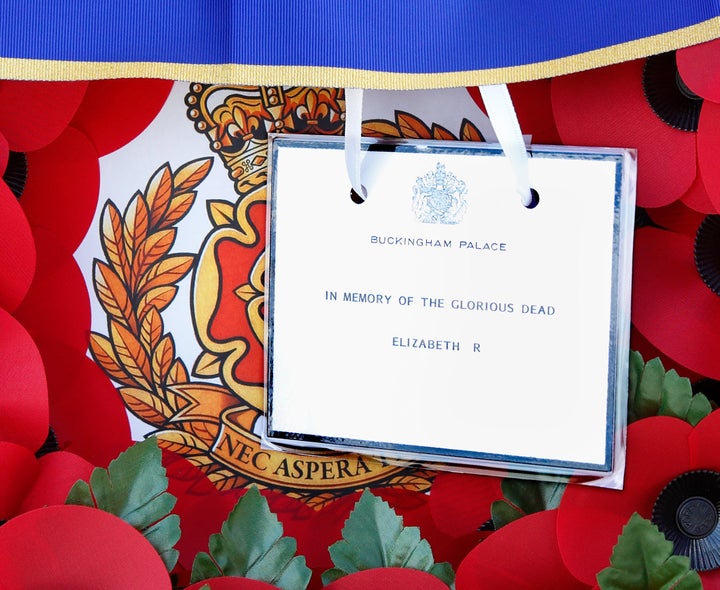 The wreath Queen Elizabeth II laid on the new memorial.