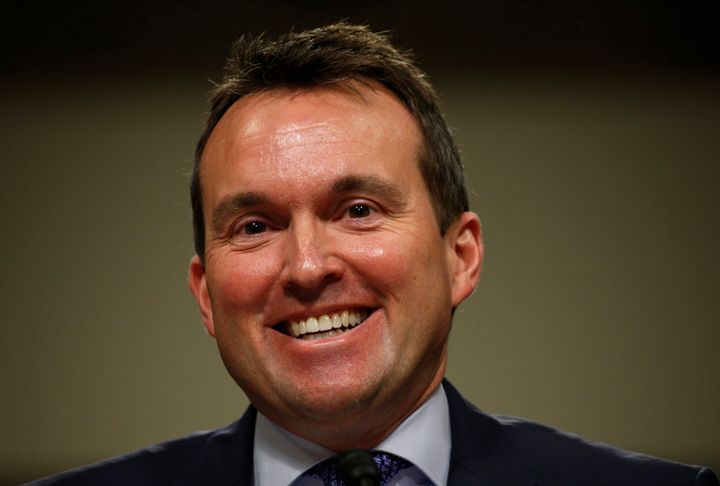 Eric Fanning smiles as he testifies before a Senate Armed Services Committee confirmation hearing on his nomination to be be secretary of the Army on Capitol Hill in Washington on Jan. 21.