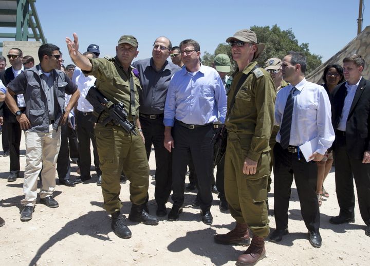 Israeli deputy chief of staff Yair Golan, seen at right, during a July meeting with U.S. Defense Secretary Ash Carter, is under fire for comments made on May 4.