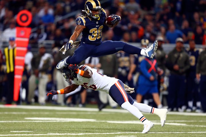 Gurley set an NFL record on by running for 566 yards in his first four career starts.