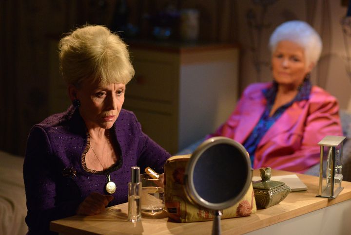 Pat Butcher appeared before Peggy Mitchell in her final moments