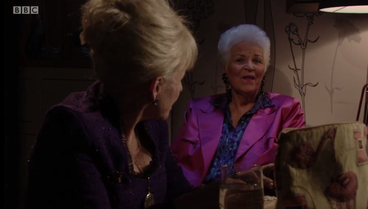 Pat Butcher appeared before Peggy in her final moments