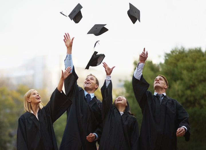 This typical graduation scene has not been digitally created