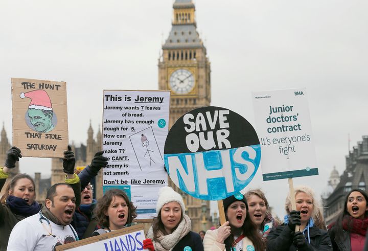 <strong>Junior doctors protesting in February</strong>