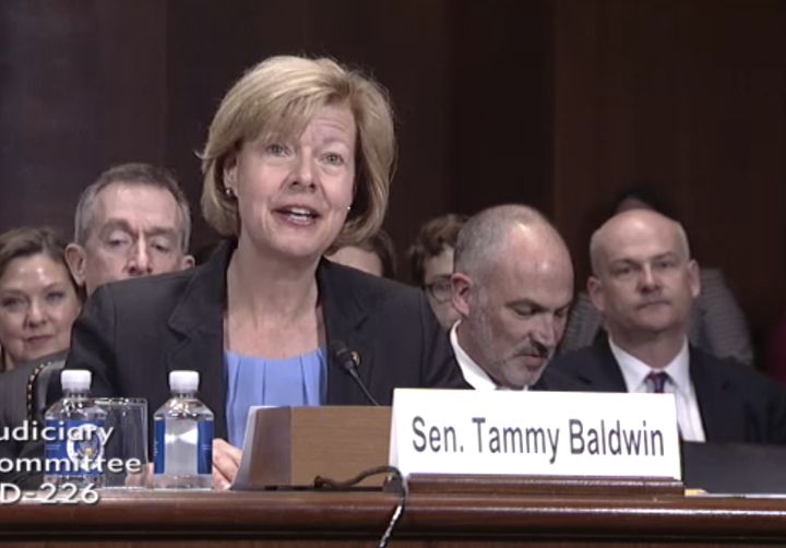 At least one of Wisconsin's U.S. senators, Tammy Baldwin, showed up to introduce her home-state nominee to the Judiciary Committee.