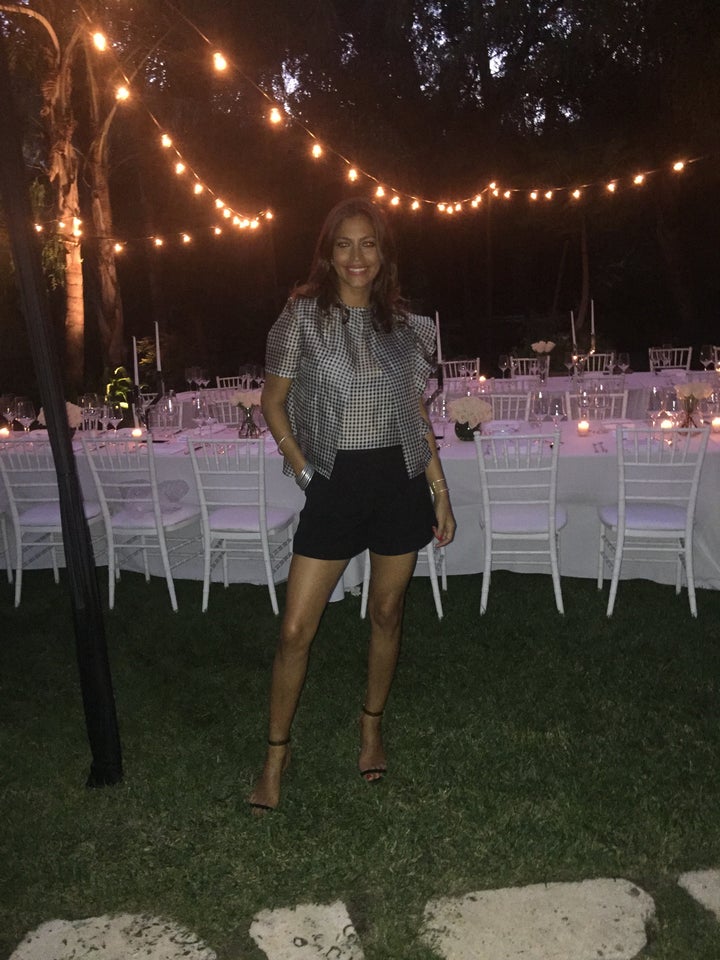 The ConnectorLA founder Touriya Haoud in front of the dinner table at her Dion Lee installation where the designer's&nbs